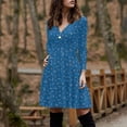 thumbnail image 3 of Qiopertar Robe à Manches Longues Col en V pour Femmes Rétro Élégante Soirée Club Robe Décontractée en Solde à Moins de 5$ en Solde Offres d'Accès Anticipé, 3 of 7