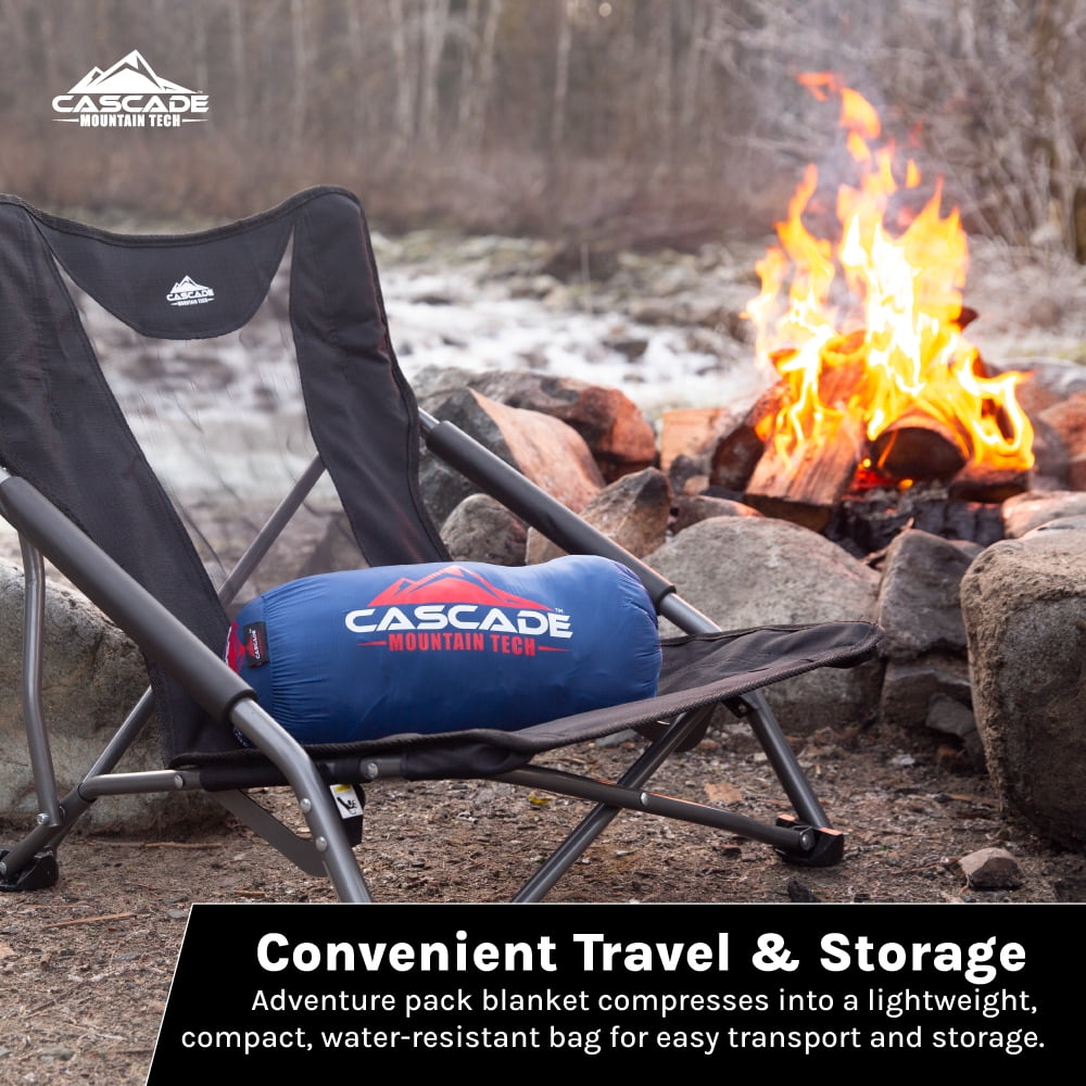 Cascade Mountain Tech Adventure Pack Waterproof Camping Blanket, Black - 72"x48"