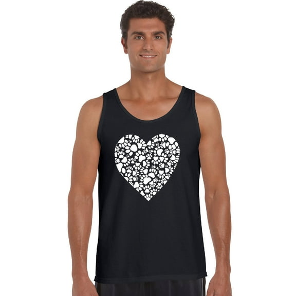 LA Pop Art Men's Word Art Tank Top - Paw Prints Heart
