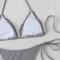 thumbnail image 6 of Glisme Black Bikini Sets For Women Striped Bikini Plunging Triangle Top And Tied Back Bottoms For Swimwear For Swimming Lessons, 6 of 6