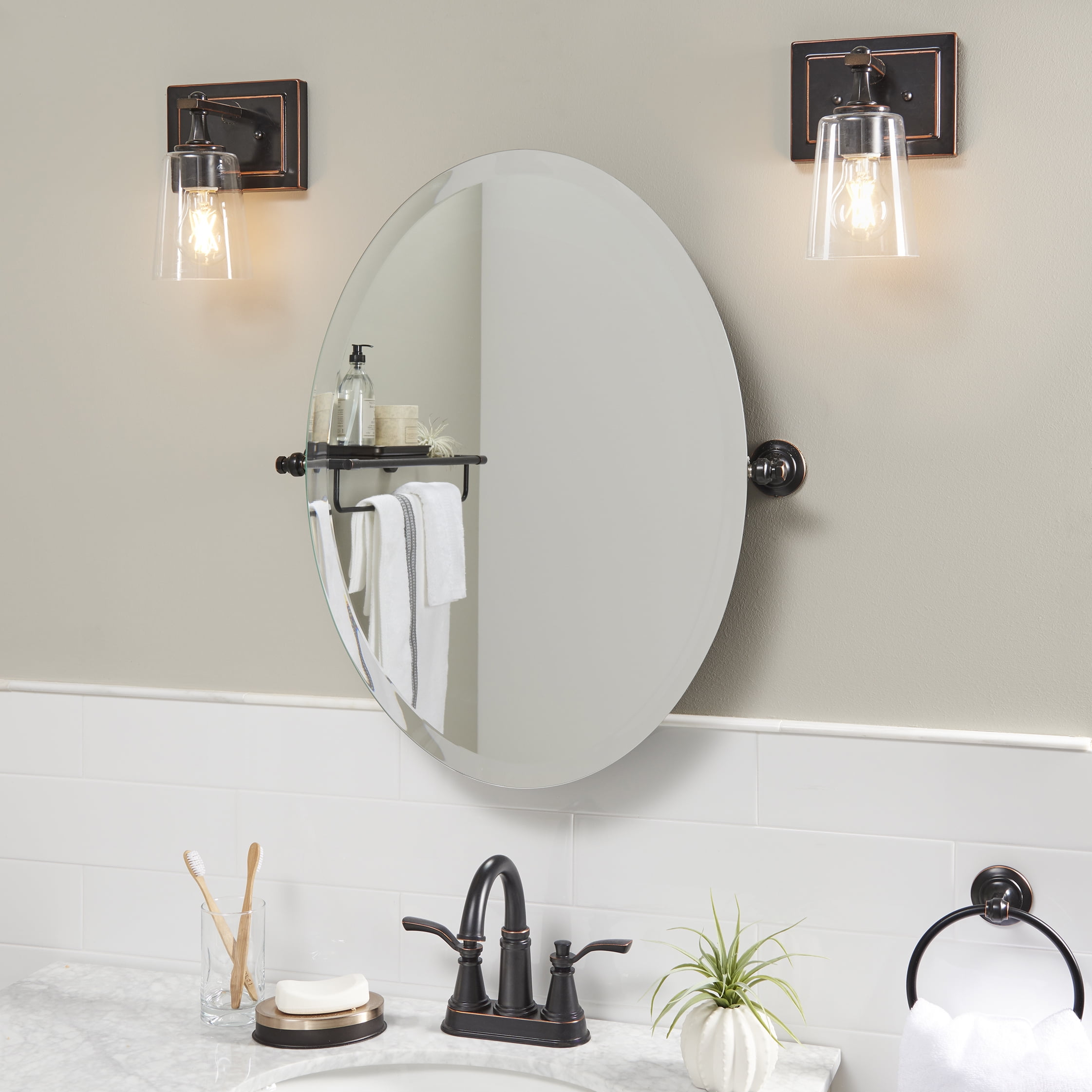 Better Homes & Gardens Modern Wall Scone Vanity Light, Bronze Metal Glass Shades, Bulb Not Included