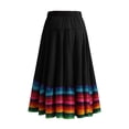 thumbnail image 4 of Skirts for Women Rainbow Print Elastic Waist Flowy Skirt Bohemian Comfortable Summer Casual Wear Womens Midi Skirt Black L, 4 of 4