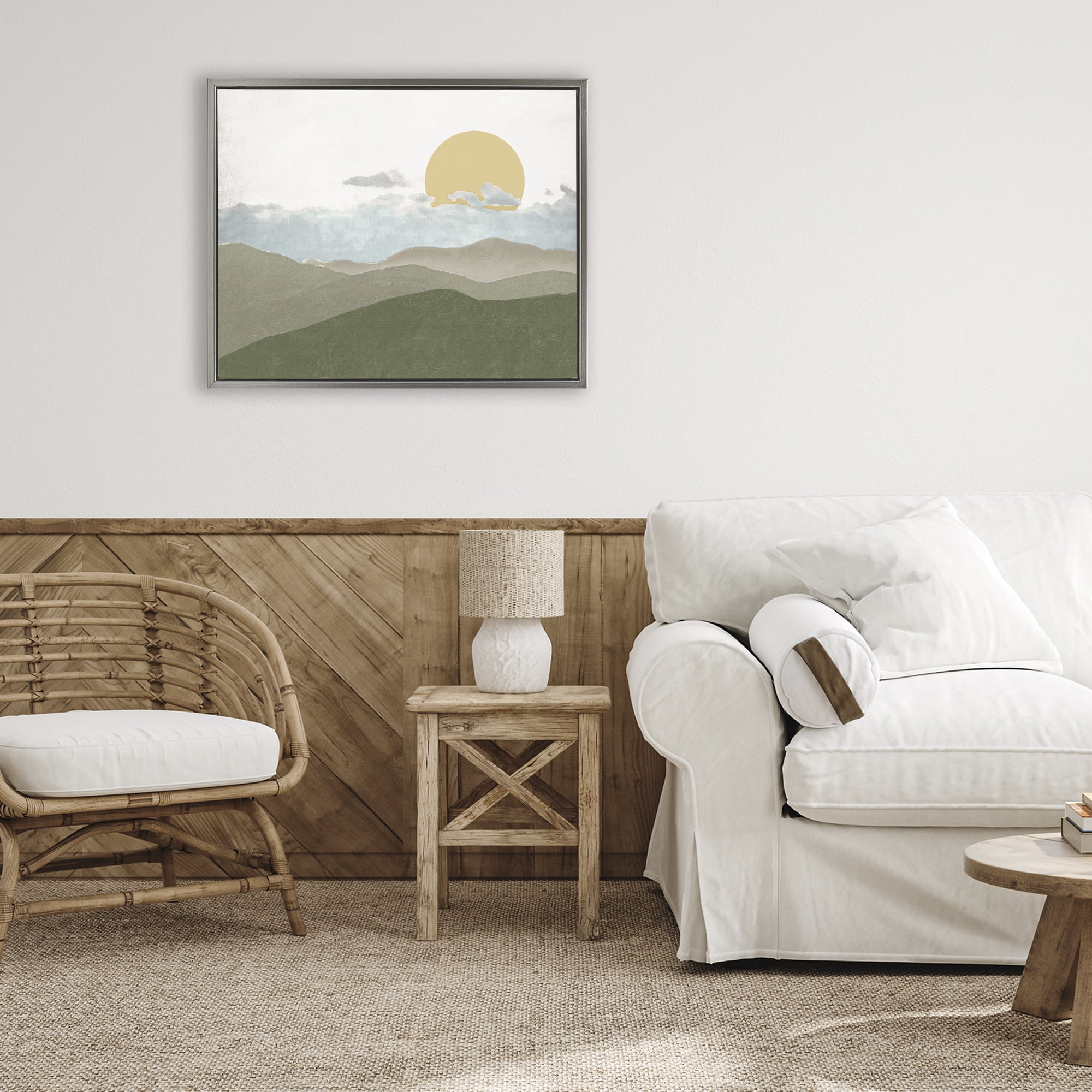 Stupell Industries Earthen Dreams Sunrise Gray Framed Floater Canvas Wall Art, design by Elizabeth Medley