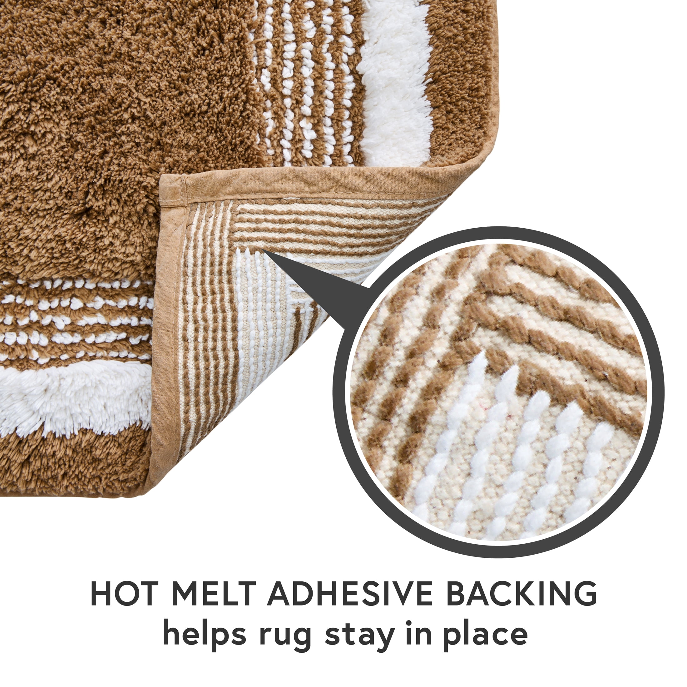 Better Homes & Gardens Bordered Striped 2-Pack Bath Rug Bundle, Dark Caramel, 20” x 30”