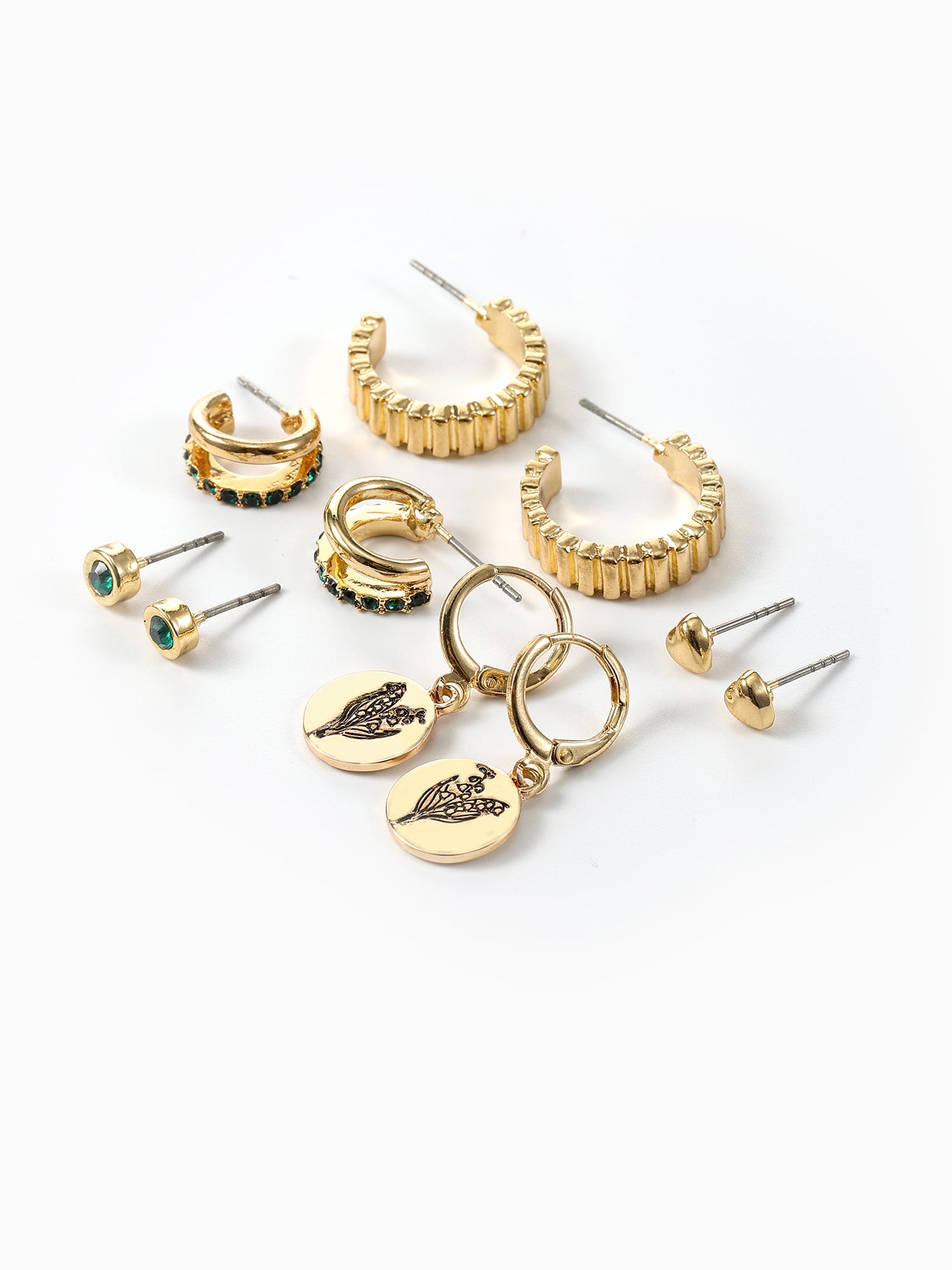 Time and Tru May Lily of the ValleyEarring Pack Goldtone