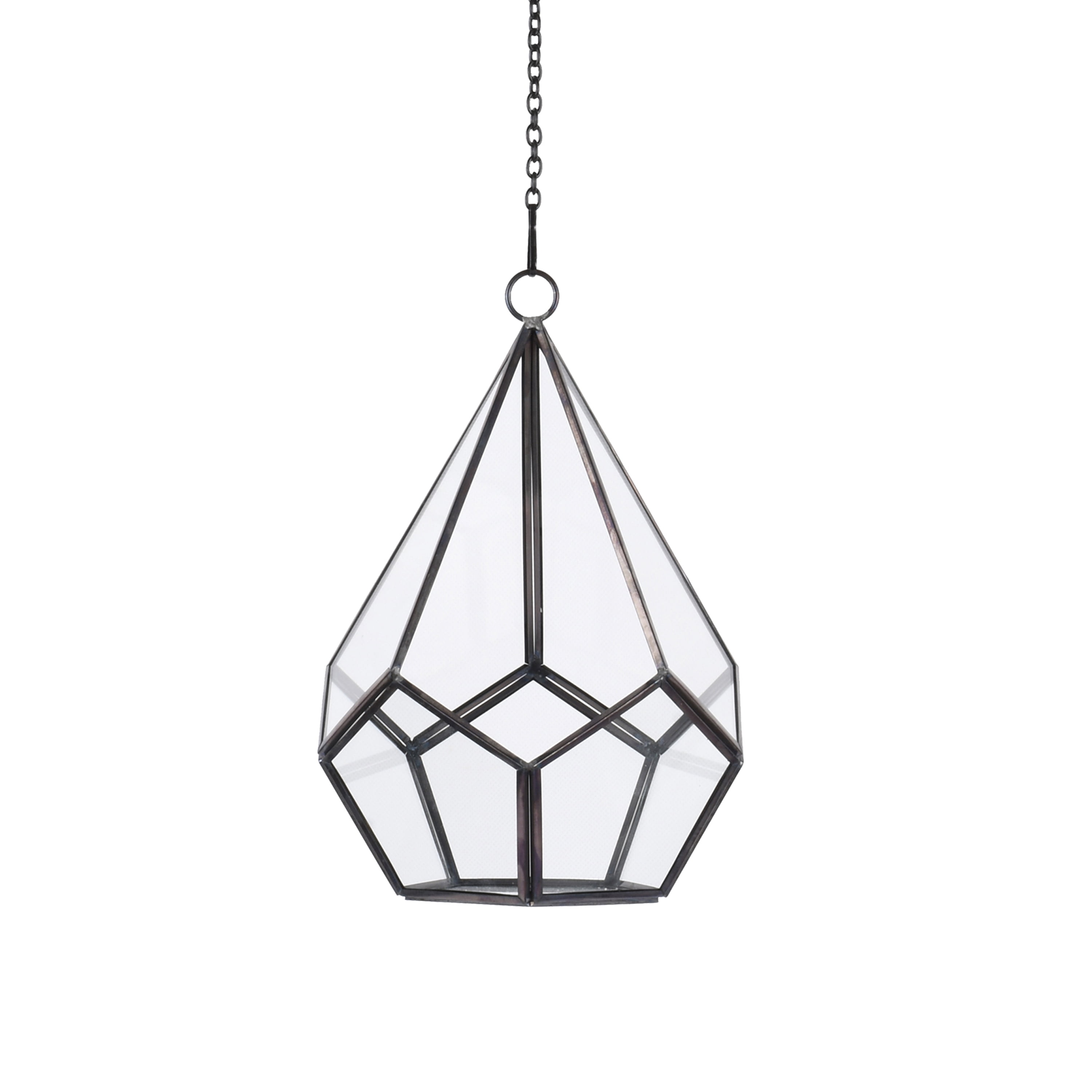 Better Homes & Gardens Metal and Glass Diamond shaped Hanging Terrarium, 6.2 in Dia x 8.9 in H