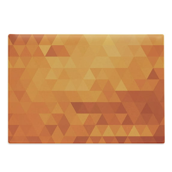 Orange Cutting Board, Triangle Mosaic Shapes and Patterns with Abstract Digital Pixel Like Effect Print, Decorative Tempered Glass Cutting and Serving Board, Large Size, Burnt Orange, by Ambesonne