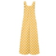 thumbnail image 5 of Girls Casual Wide Leg Romper Polka Dot Print Square Collar Sleeveless with Front Pockets Stylish Loose Fit One Piece Jumpsuit Yellow 13 Years-14 Years, 5 of 5