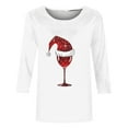thumbnail image 4 of Bcresic Merry Christmas Shirts for Women 2024 Casual Glitter Red Wine Glass Graphic Tees Santa Hats Printed Tshirt Trendy 3/4 Sleeve Tops Fall Crewneck Tunic Blouses Clothes,#01_White,XX-Large, 4 of 4