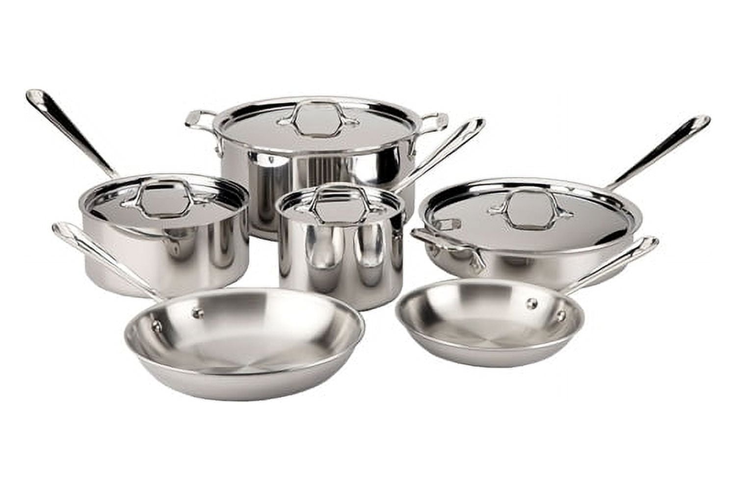 Tri Ply by Bergner - 11 Pc Tri Ply Clad Pots and Pans Cookware Set, 11  Pieces, Polished