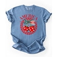 thumbnail image 4 of Trendy America Shirt for Women & Teens Patriotic Stars and Stripes Cherry Bow Tee Blue Jean Shirt Adult Small, 4 of 4