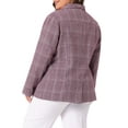 thumbnail image 3 of Agnes Orinda Women's Plus Size Plaid Notched Lapel Wear-to-Work Formal Blazer 1X Burgundy, 3 of 6