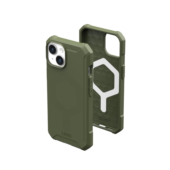 UAG iPhone 15 Plus Case 6.7" Essential Armor Olive Drab Built-in Magnet Compatible with MagSafe Charging Rugged Military Grade Dropproof Protective Cover by URBAN ARMOR GEAR