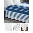 thumbnail image 5 of King Size Flat Sheet Only, Navy Blue Stripe Soft Brushed Microfiber Bed Sheets, Modern Blue Ombre Vertical Striped Hotel Quality Breathable Bedding Top Sheet, Easy Care, 105"x98", 5 of 9