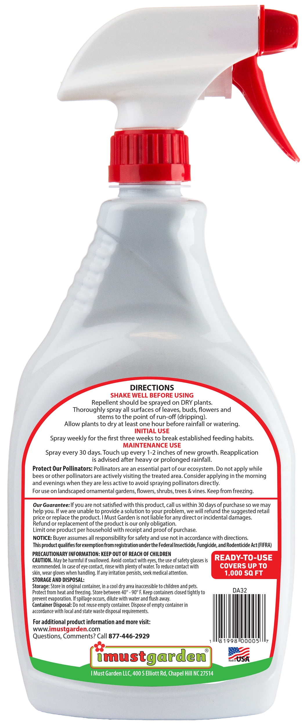 I Must Garden Deer Repellent Special [32oz Concentrate + 32oz Ready-to-Use Spray] - Natural Spice Scent