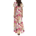 thumbnail image 6 of EANJE Flowy Dresses for Women Cute V Neck Short Sleeve Long Dresses Dressy Casual Floral Maxi Garden Dresses Pink XL, 6 of 7