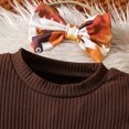 thumbnail image 5 of Weebloom Thanksgiving Baby Girl Outfit Girls Long Sleeve Romper Bodysuit Cartoon Prints Pants Outfits Clothes Sets Brown 3-6 Months, 5 of 8