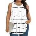 thumbnail image 2 of AherBiu Plus Size Tank Tops for Women Striped Crewneck Sleeveless Summer Casual Loose Tunic Top Tees Shirts, 2 of 6