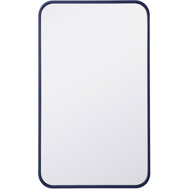 Elegant Lighting MR801830BL 18 x 30 in. Soft Corner Metal Rectangular Mirror, Blue