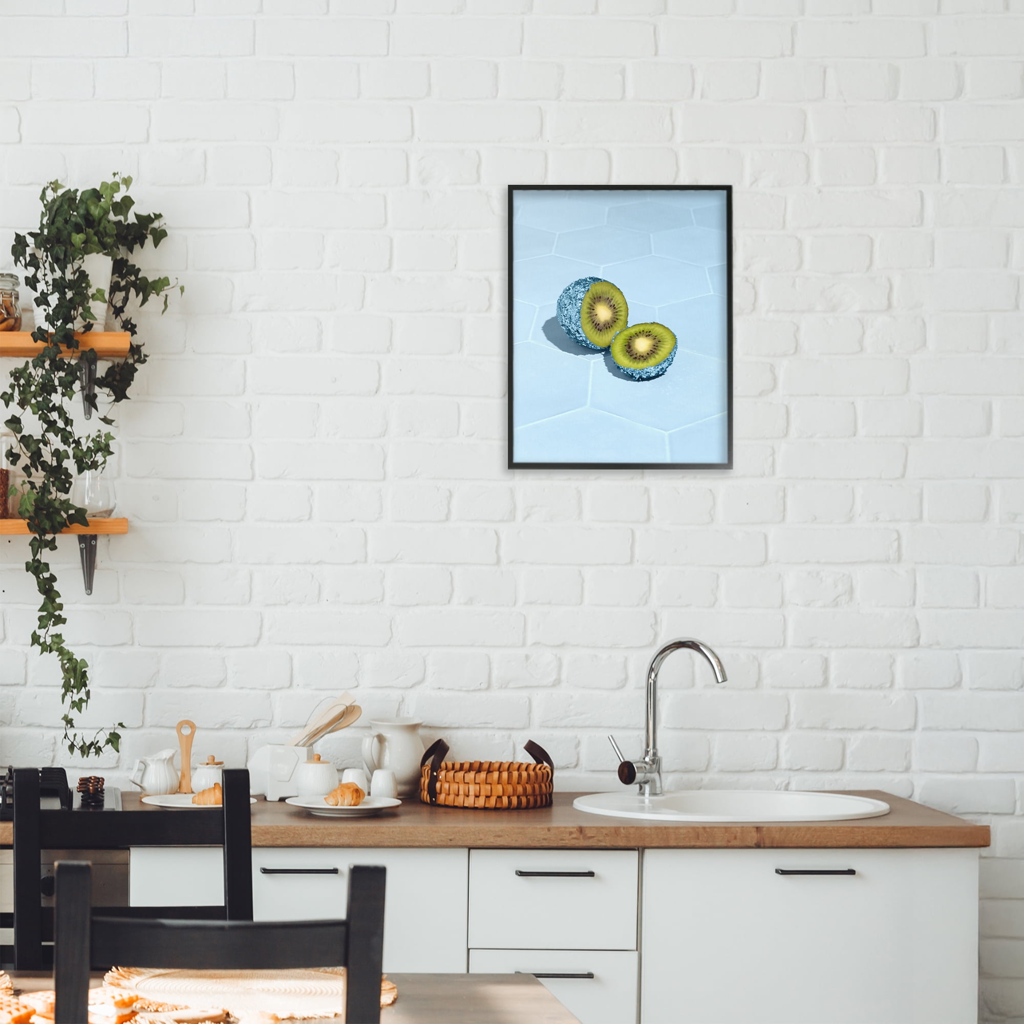Stupell Industries Blue Glimmer Kiwi Black Framed Giclee Art, design by LISH Creative