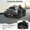 thumbnail image 4 of 12V Electric Ride on Car, Porsche Cool Ride on Toys for Girls Boys, with Remote Control, Wide Seat, 4 Suspension for Wheels, LED Lights, MP3 Player, Christmas Birthday Gift for Kids Toddler, 4 of 10