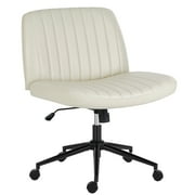 MCQ Armless Office Chair, Adjustable Height and Ergonomic Design, PU+PVC - Beige - With Wheels