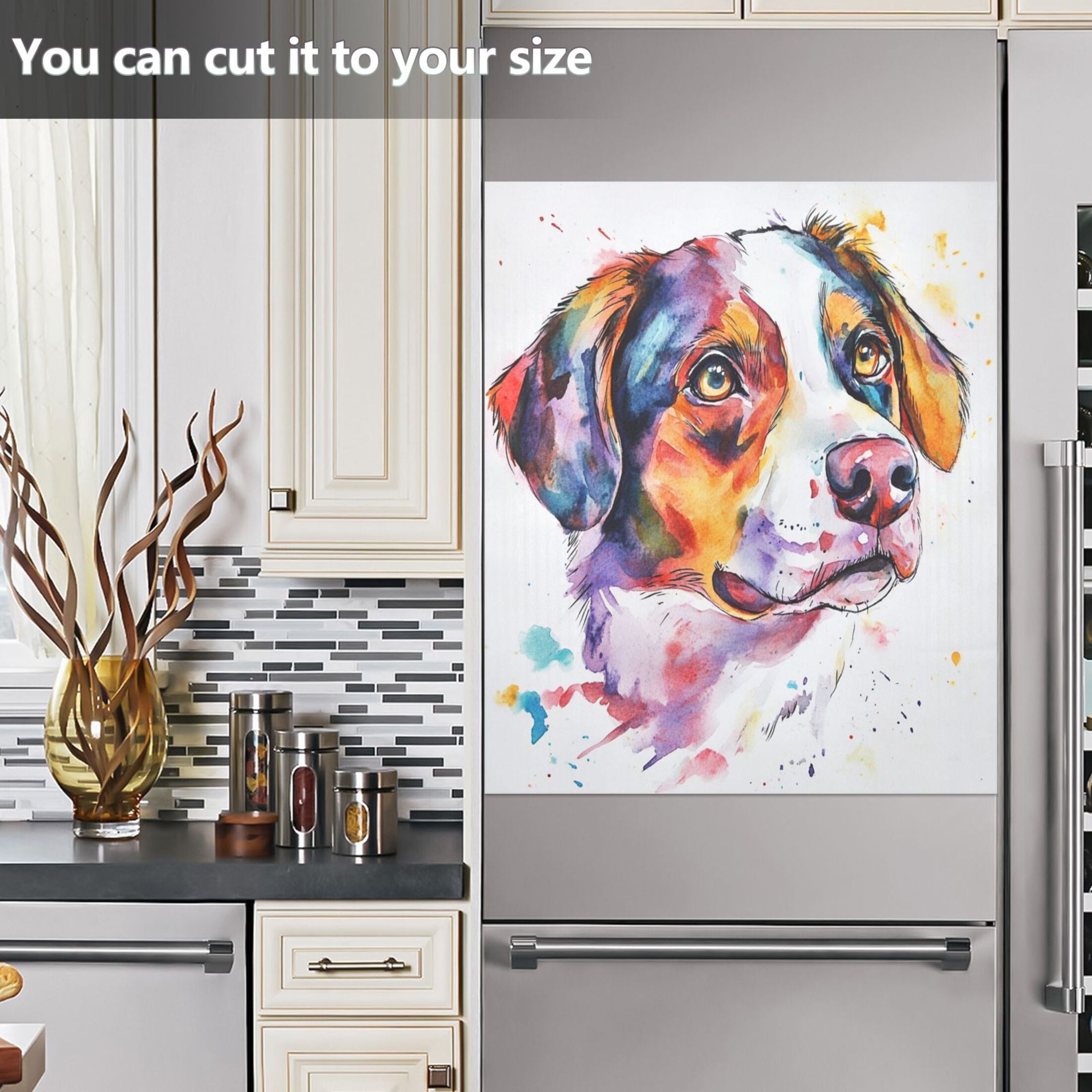 Dishwasher Magnetic Sticker 23x26 Inch Refrigerator Magnetic Sticker Washing Machine Magnetic Sticker Kitchen Panel Magnetic Sticker Home Decor Beautiful Watercolor Dog