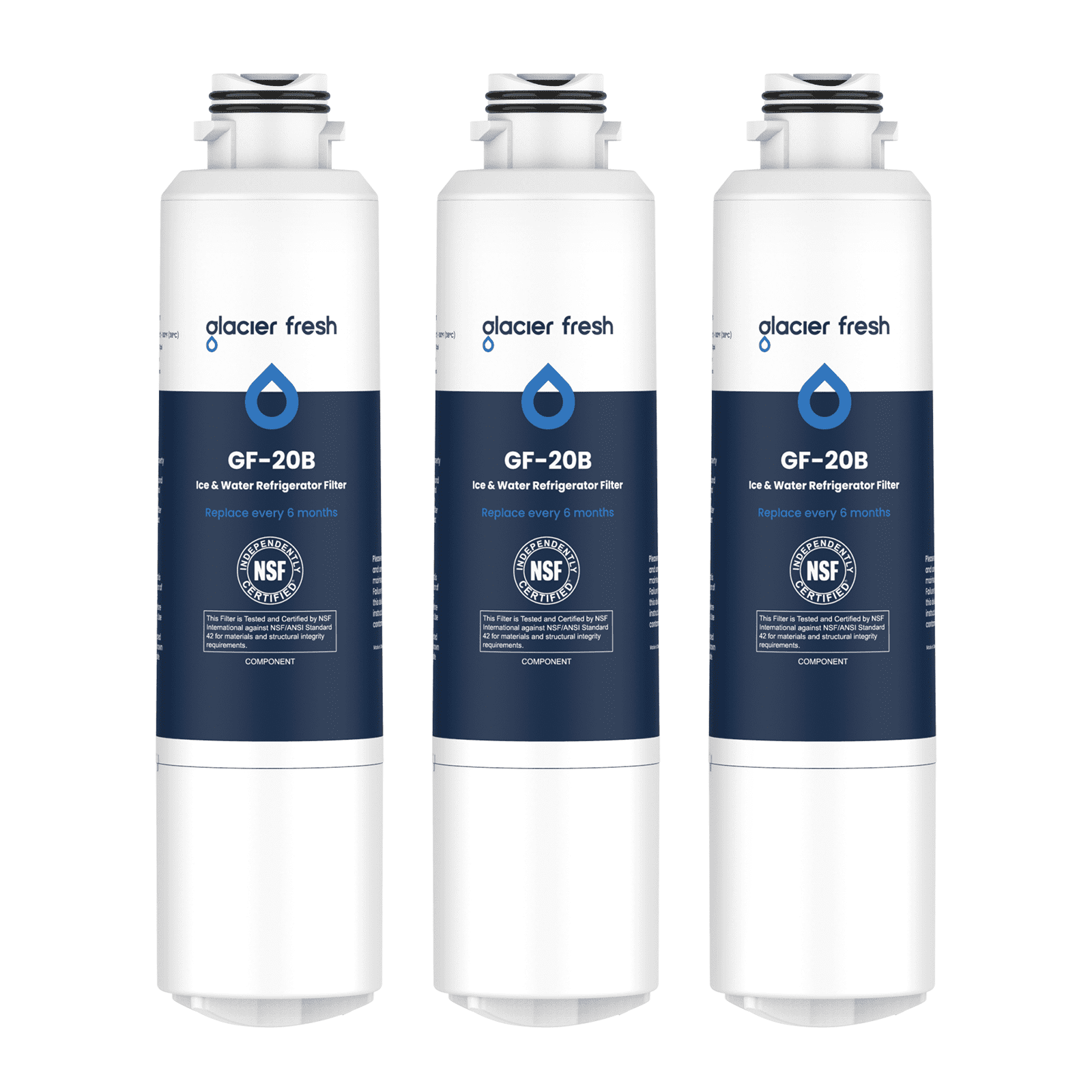 GLACIER FRESH Compatible with Samsung DA29-00020B Refrigerator Water Filter, DA29-00020A/B, DA29-00020B-1, HAF-CIN/EXP, 46-9101, RF4267HARS For French Door Fridge Kitchen (3 PACK)