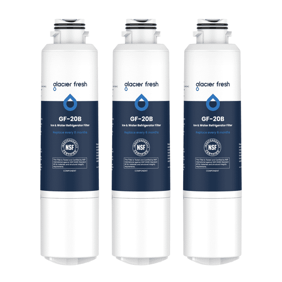 GLACIER FRESH Compatible with Samsung DA29-00020B Refrigerator Water Filter, DA29-00020A/B, DA29-00020B-1, HAF-CIN/EXP, 46-9101, RF4267HARS For French Door Fridge Kitchen (3 PACK)