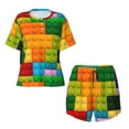 thumbnail image 4 of Lsque Colorful Building Blocks Women's Short-Sleeved Pajama Set - 2 Piece Soft and Lightweight Sleepwear Set-X-Large, 4 of 9