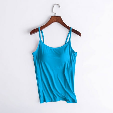 Clearance & Promo  Ladies Camisole  Chest Pad  No Steel Rings  Yoga Sports  Seamless Underwear  Soft Material  for Workout  Supportive  Comfortable Fit | Sopatenor  Sky Blue M