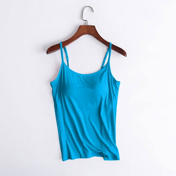 Pxxlle Built in Bra Tank Tops for Women Plus Size Summer Spaghetti Strap Camisole Tops Workout Vest Tops No Steel Rings Camisole