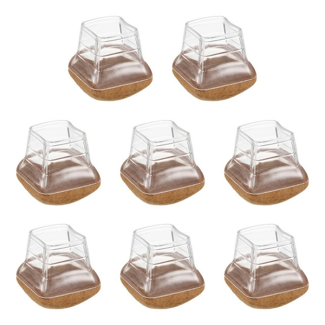 Protectores de piso para patas de silla cuadradas Uxcell de 8 piezas, aptos para patas de silla de 0.8-1 pulgada, transparentes
