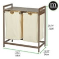 thumbnail image 2 of mDesign Bamboo Freestanding Double Laundry Basket Hamper Organizer - Dark Brown, 2 of 5