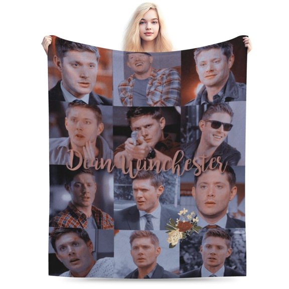 Soft Plush Throw Blanket Dean Winchester Jensen Ackles Fleece Blankets for Sofa Bed Travel 80"x60"
