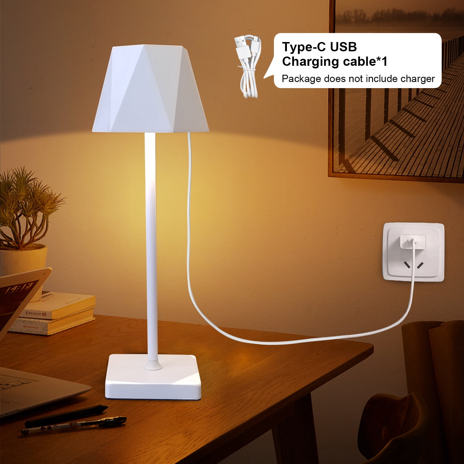 Cordless Table Lamp, 5000mAh USB Rechargeable Desk Lamp, RGB 5 Modes & Stepless Dimming,Gift Battery Powered Modern Lamp for Bedroom/ Dining/ Coffee /Outdoor,White