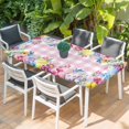 thumbnail image 2 of Easter Flowers Table Cloths for 6 Foot Rectangle Tables, Eggs Spring Floral Rustic Pink Checkered Patio Waterproof Elastic Fitted Tablecloths, Washable Rectangular Table Cover for Camping, 2 of 8