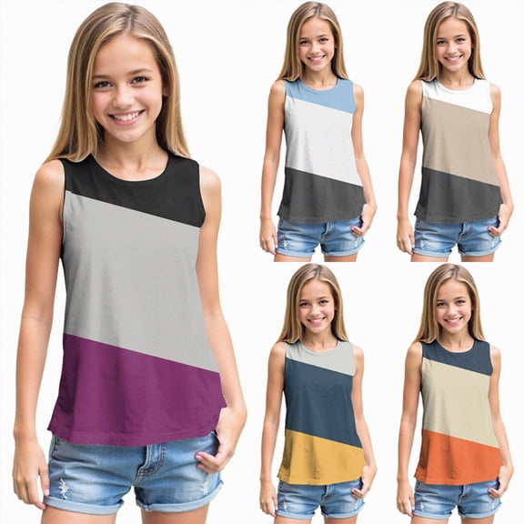 YDFCWXW Girl's Sports Tank Tops, Summer Comfortable Quick-Dry T-Shirts, Funny Sleeveless Shirts (Yellow, L)
