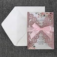 thumbnail image 4 of Tarjeta de invitación de boda con purpurina, tarjeta de felicitación de encaje cortada con láser, cinta de fiesta de celebración con sobre, 10/20/50 piezas, 4 of 4