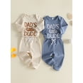 thumbnail image 3 of RUINIXCW Newborn Baby Boy Hospital Coming Home Outfit Waffled Romper Infant Baby Boys Fall Winter Clothes Dad's Little Dude Embroidery Long Sleeve Romper Pants Set, 3 of 9