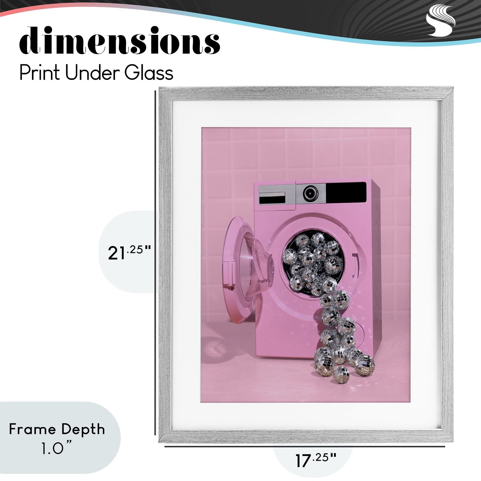 Stupell Industries Disco Laundry Machine over Pink Gray Framed Print Under Glass, design by LISH Creative