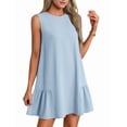 thumbnail image 2 of Womens Cute Dress A-Line Round Neck Dress Sleeveless Light Blue XL, 2 of 6