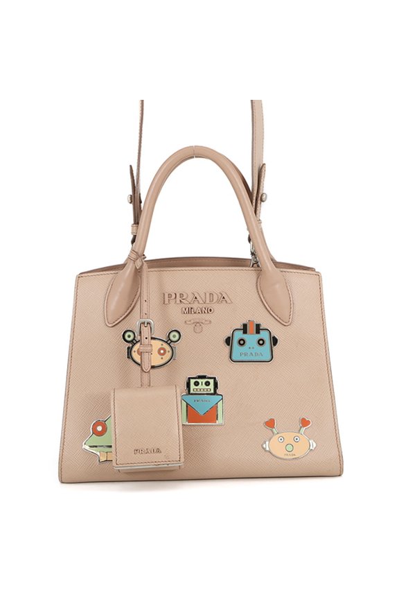 Pre-Owned Prada handbag with robot motif, Saffiano leather, PRADA 1BA156, 2-way, handbag,...