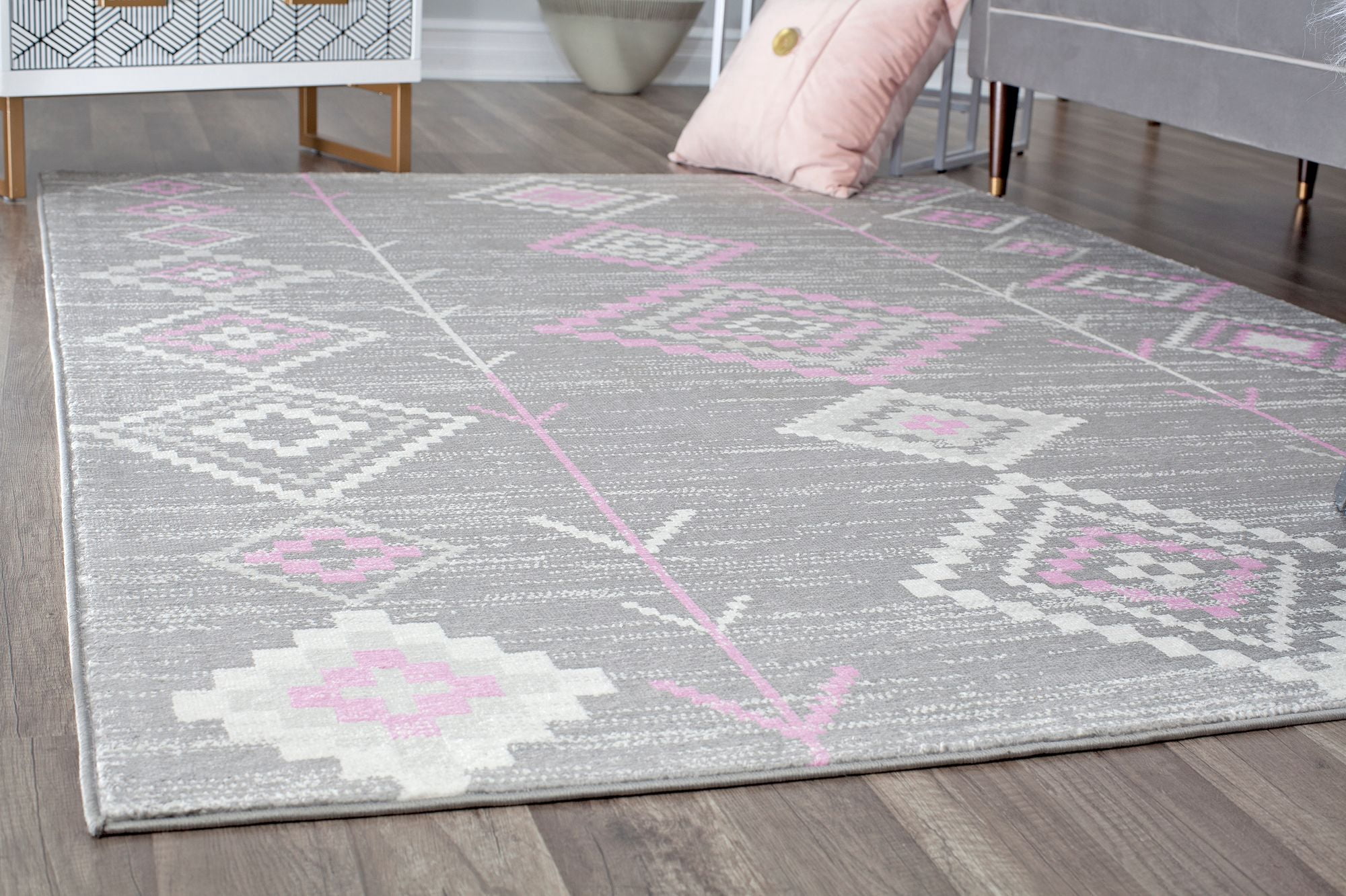 Soleil BR15E Native Blush Tribal Moroccan gray Area Rug, 2'x8'