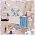 thumbnail image 1 of Cinnamoroll Sanrioed Ropa para niñas Anime Jk Y2K Nuevos vestidos Faldas cortas de manga corta Camisa kawaii Falda plisada estilo universitario, 1 of 5