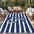 thumbnail image 2 of Navy Blue Anchor Nautical Outdoor Rug 6x9 Ft - Reversible Patio Rug Outdoor Camping Rugs, Navy Blue Striped Farmhouse Washable Indoor Outdoor Area Rugs, Non-Slip Outdoor Carpet Runner for Deck/Porch, 2 of 8