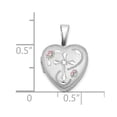 thumbnail image 3 of Auriga 925 Sterling Silver Rh-Plt D/C Enameled Floral Cross 12mm Heart Locket (L-18mm, W-12.4mm) for Women, 3 of 6