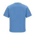 thumbnail image 6 of Sevevn Women's Casual Linen Button Down Shirts V Neck Rolled Short Sleeve Blouses Loose Fit Comfy Tunic Tops Blue S, 6 of 6
