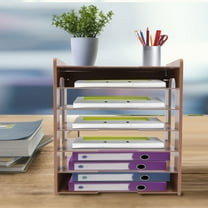 7Tier Widen Wood Office Paper Organizer for Desk Desktop File Holder Desk Letter Tray & A4 Paper Sorter Document Book Magazine Storage Shelf Rack Desk Organizer for Home Office School Classroom