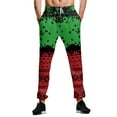 thumbnail image 1 of MAWCLOS Men Straight Leg Christmas Print Trousers Running High Waist Sweatpants Black Red M, 1 of 4